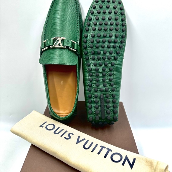 LOUIS VUITTON Hockenheim Epi Leather Driving Moccasins GREEN SZ 9 (US) lv size 8 - Picture 3 of 8